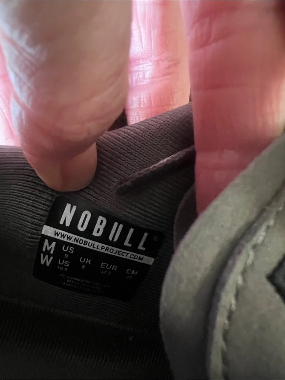 NOBULL Men’s Dark Grey/Gum Gym Trainer Sneaker with Super-fabric size M9